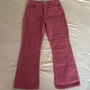 super cute pink lightweight corduroy flare pants